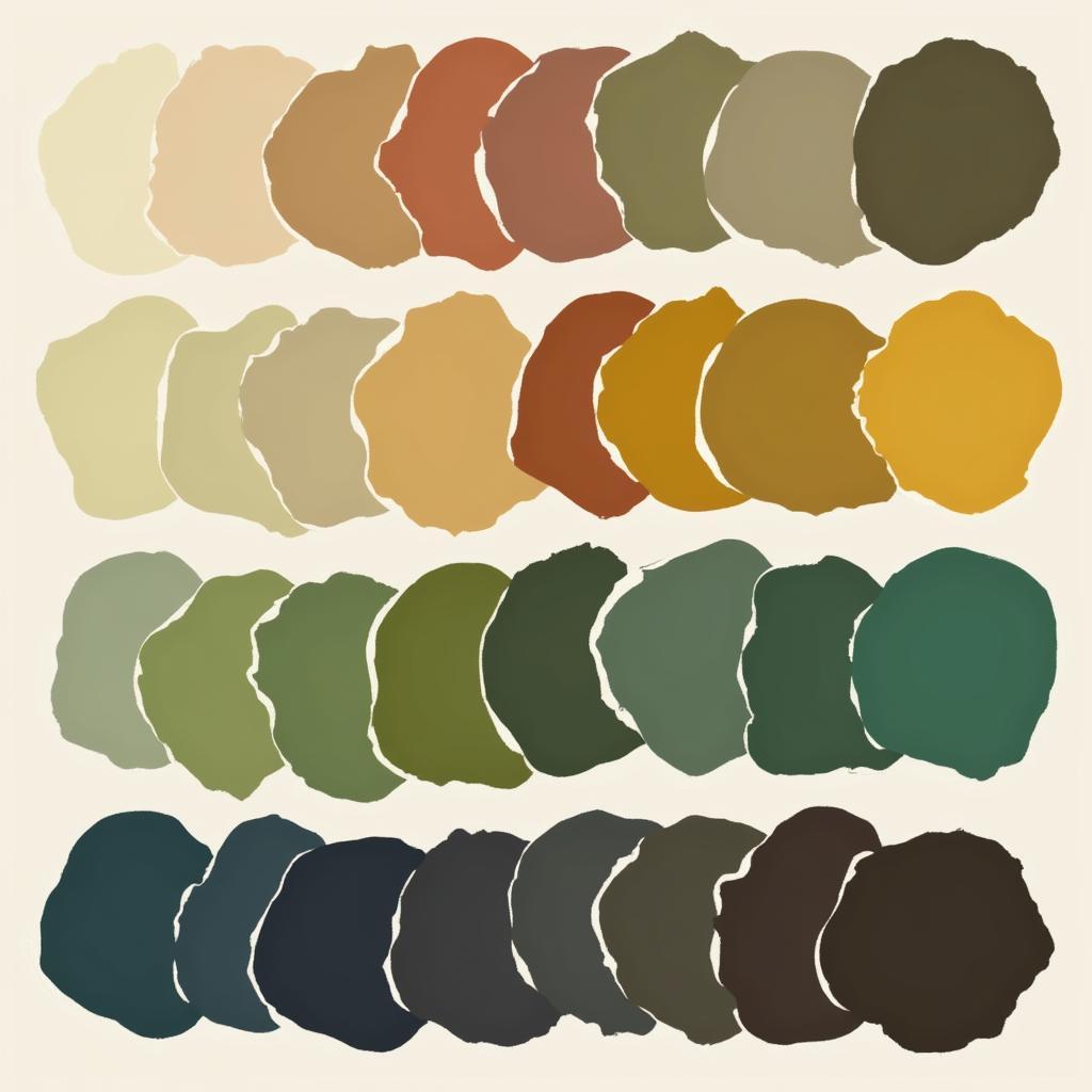 Olive green color palette with different shades and complementary colors