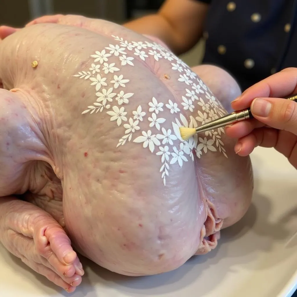 Painting a Turkey with Food Coloring