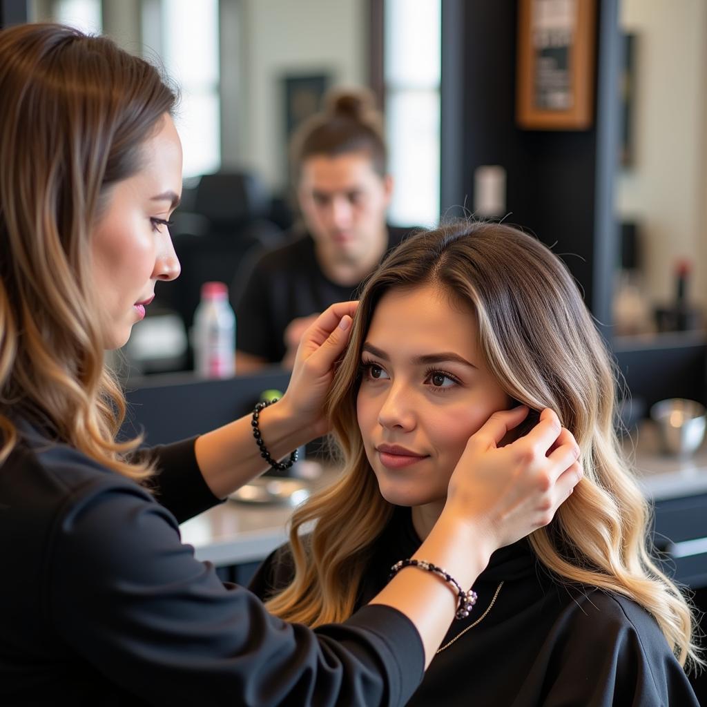 woman receiving partial highlights