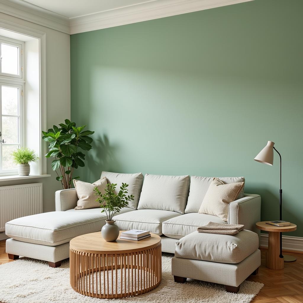 Living Room with Pastel Green Accents