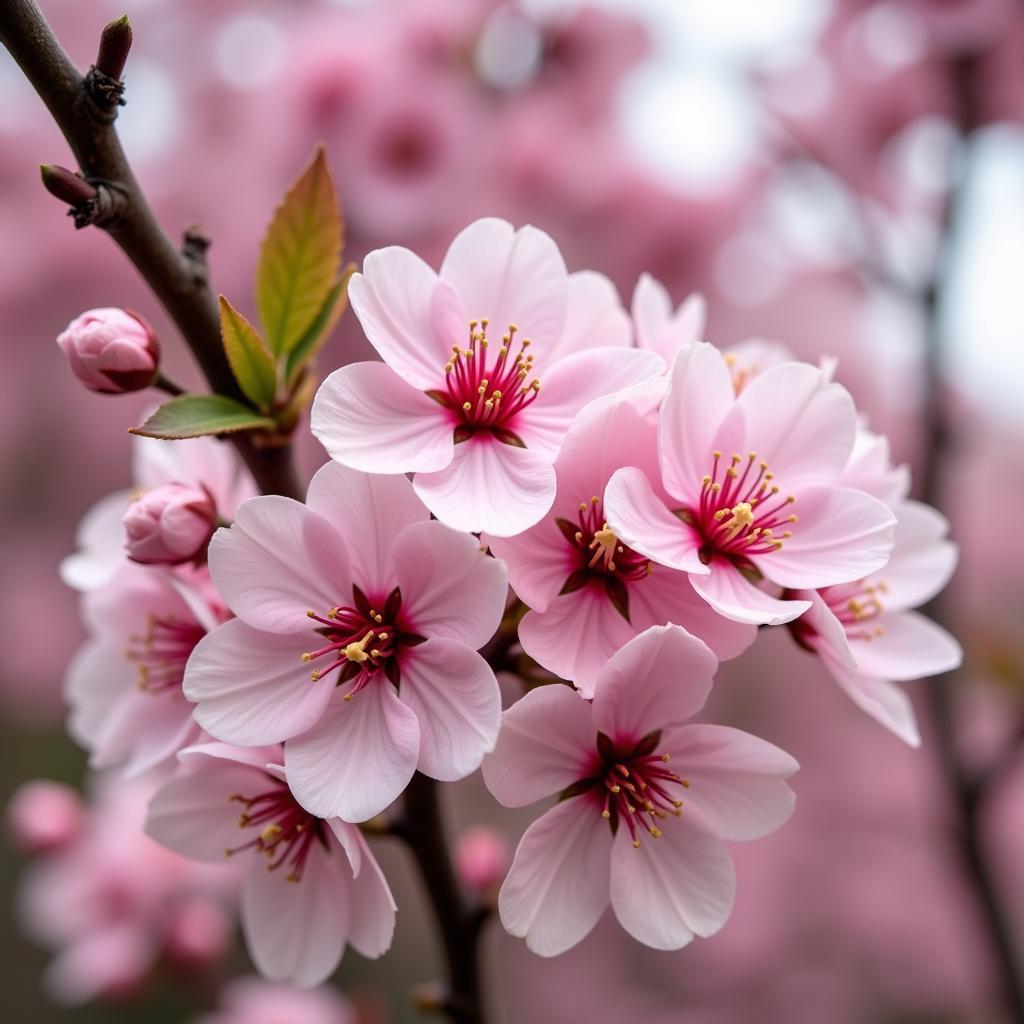 Soft pink flowers blooming in a garden