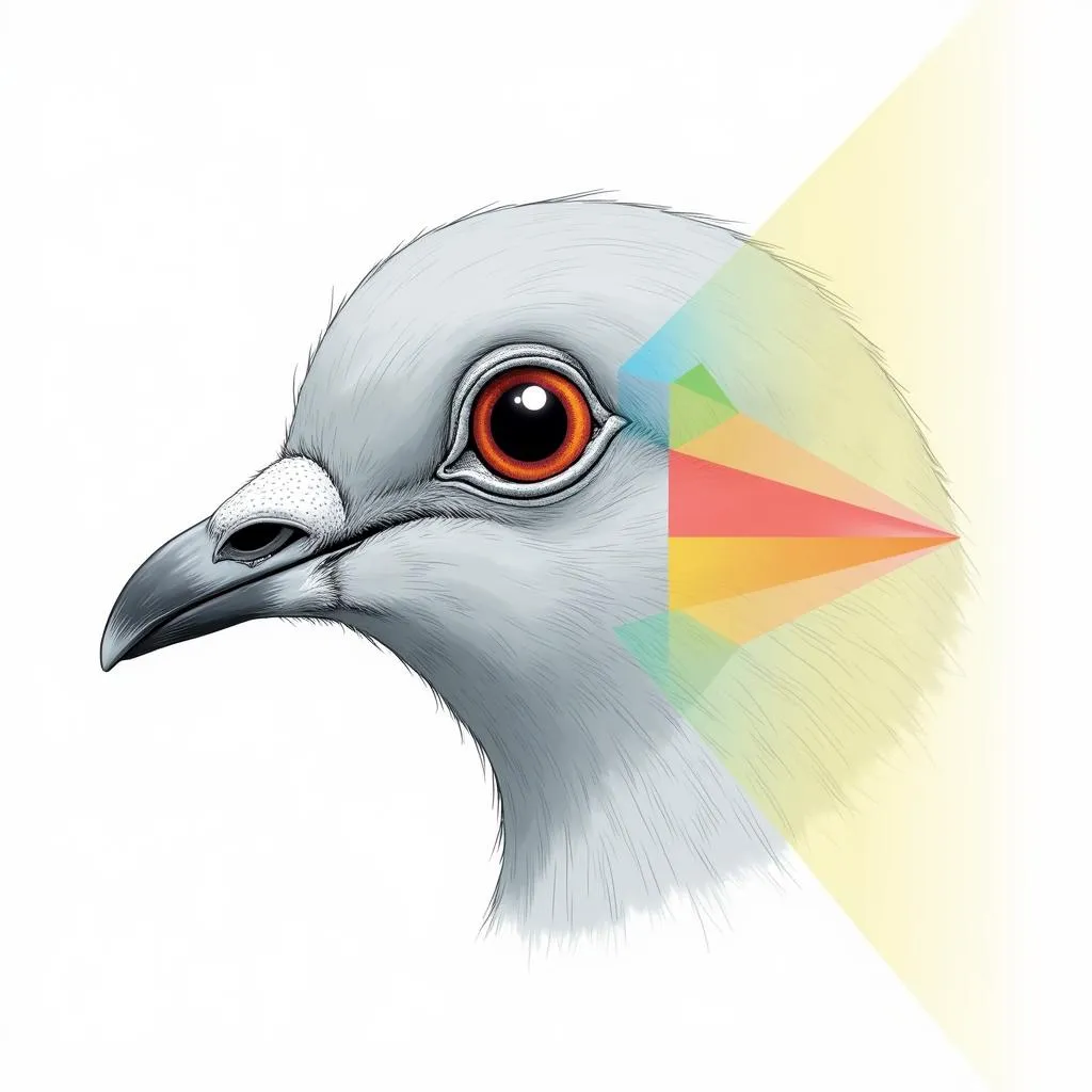 Pigeon eye anatomy showcasing its four color cone types