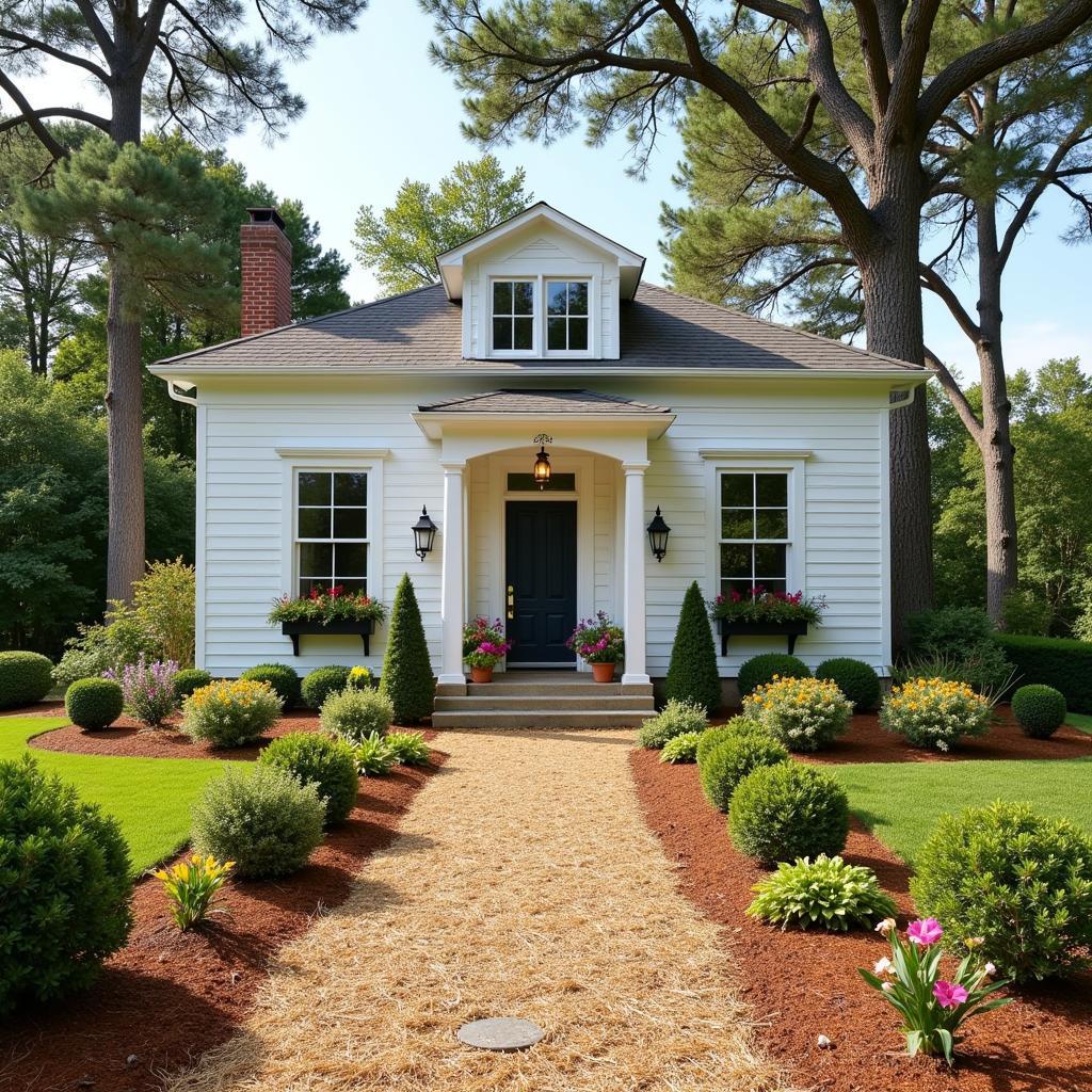 Pine Straw Mulch and White House 