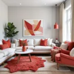 Red Accents in a Neutral Room