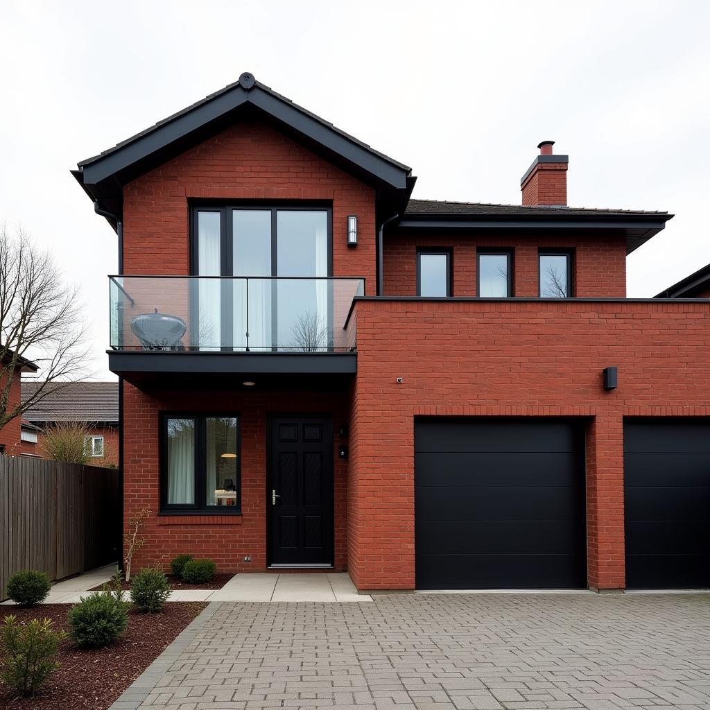 Red Brick House with Black Trim