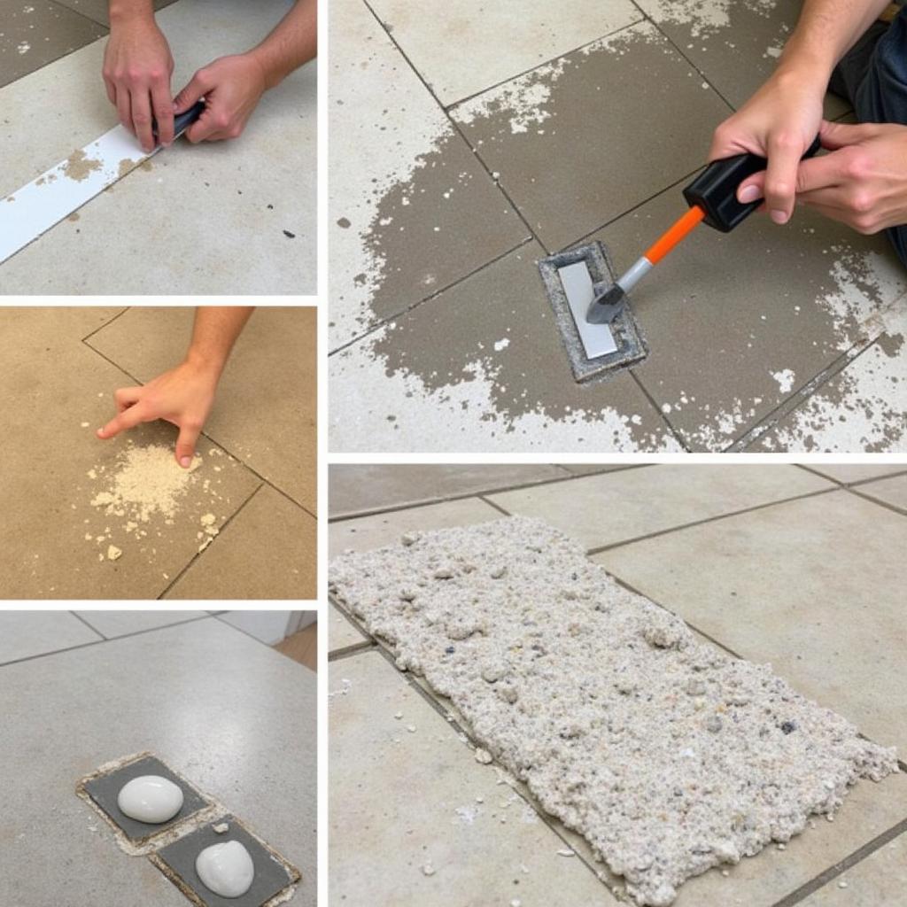 Removing old grout with a grout removal tool