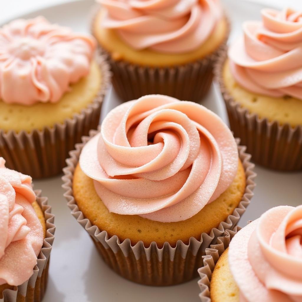 Rose Gold Icing Decorated Cupcakes