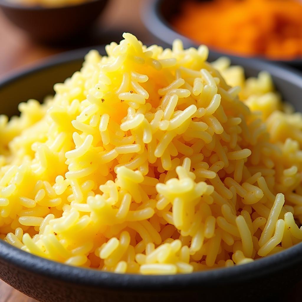 A bowl of saffron rice