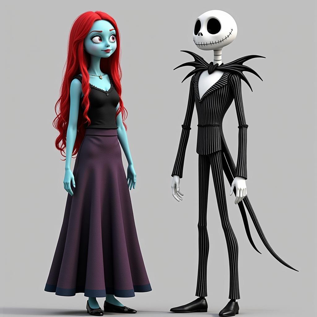 Sally standing beside Jack Skellington