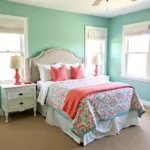 Seafoam Green and Coral Bedroom