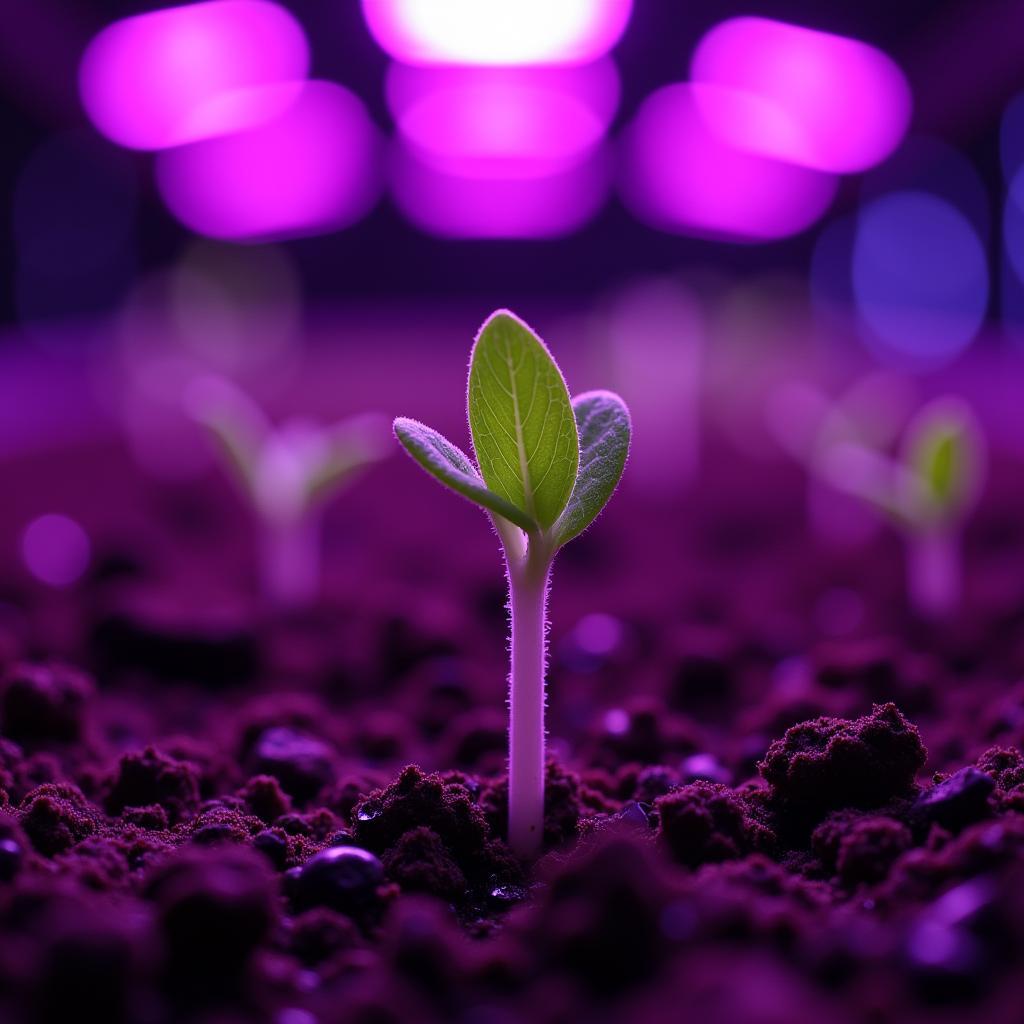 Seedling Growing Under a Grow Light