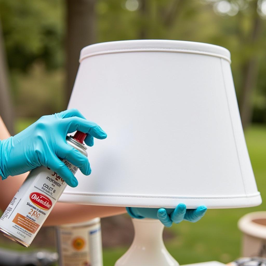 Spray Painting a Lampshade