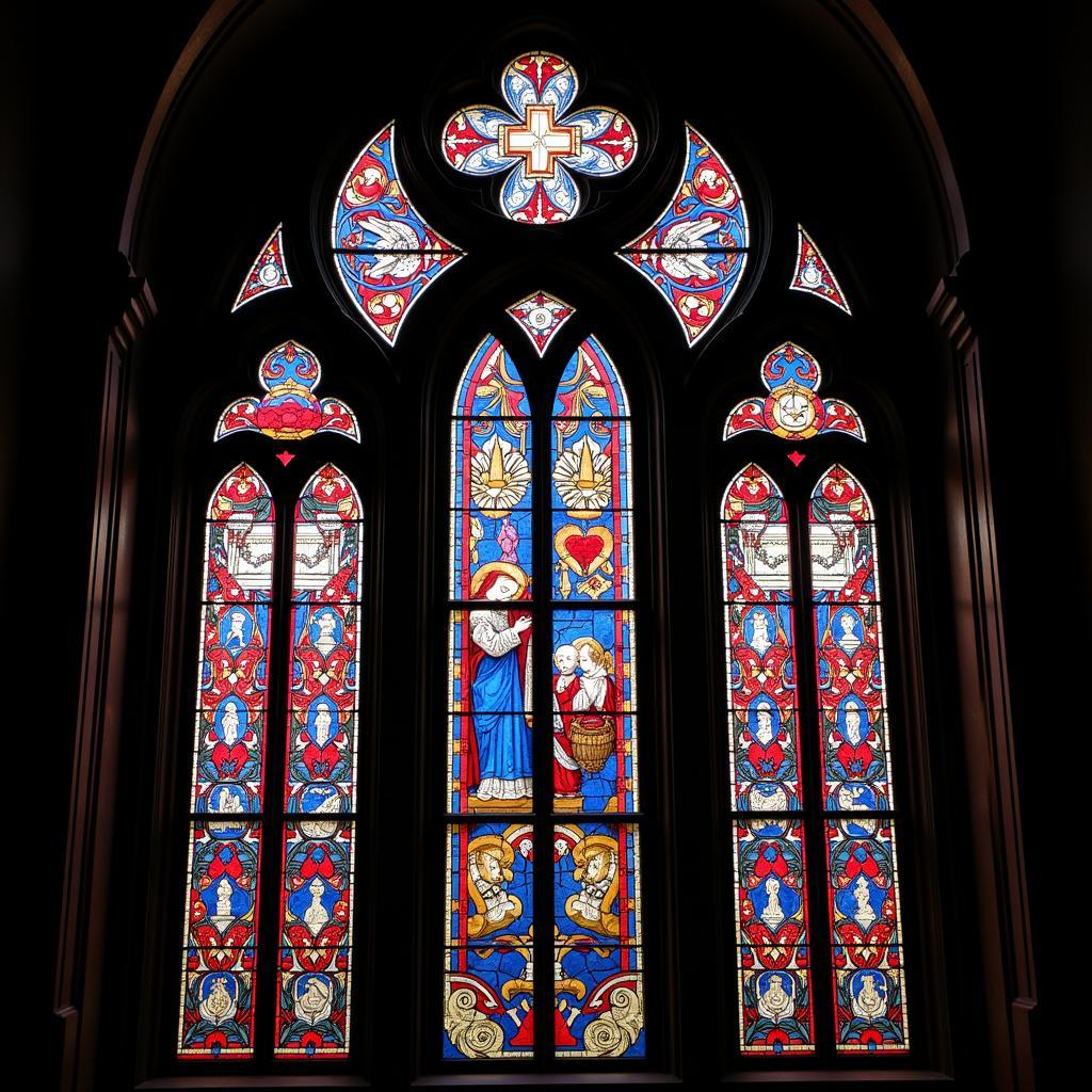 Stained Glass Window Depicting Biblical Scenes