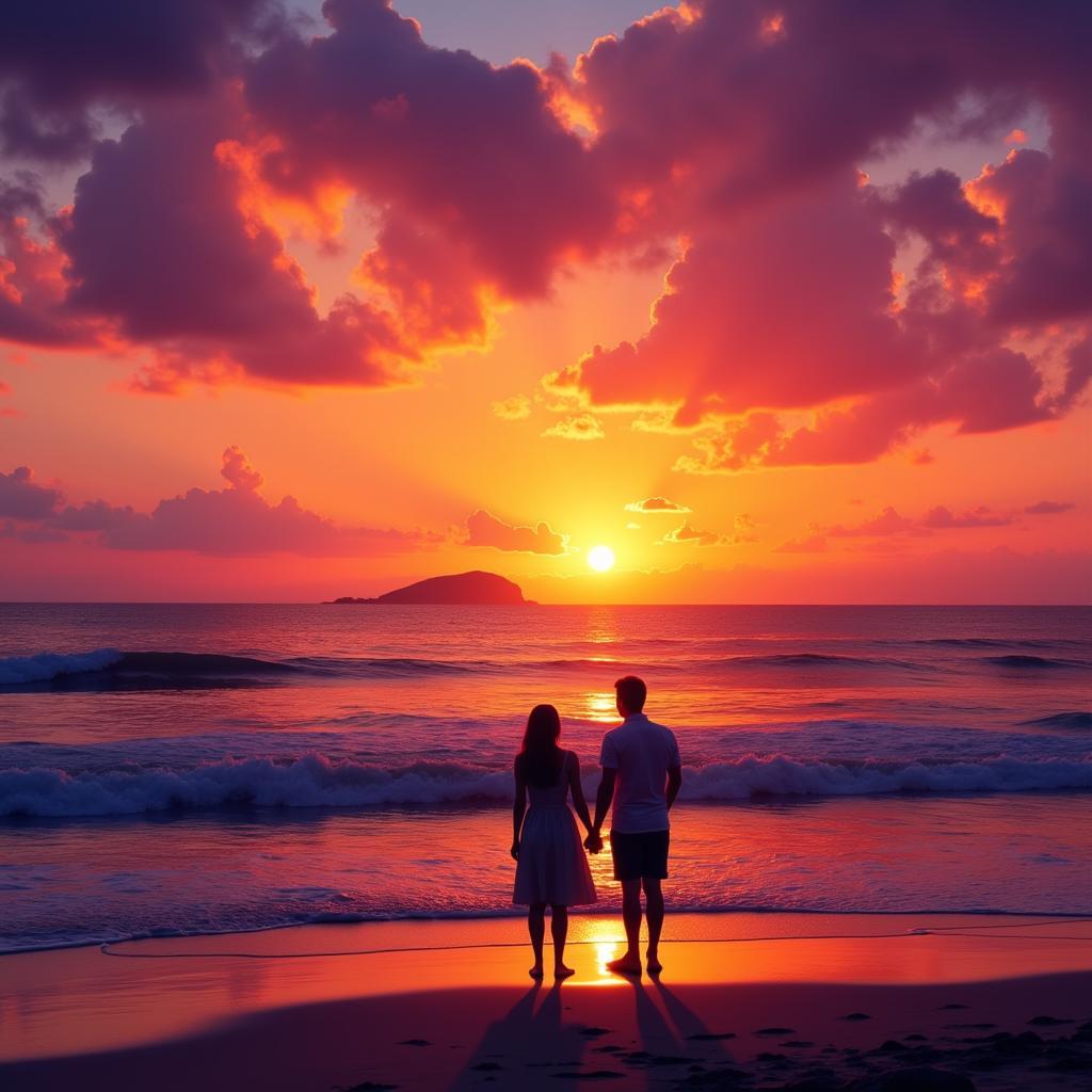 Romantic Sunset over the Ocean