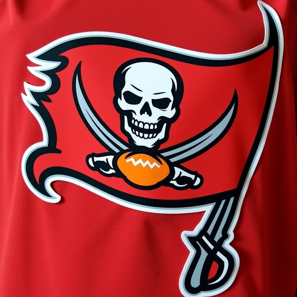 Tampa Bay Buccaneers logo with prominent red, pewter, and orange colors