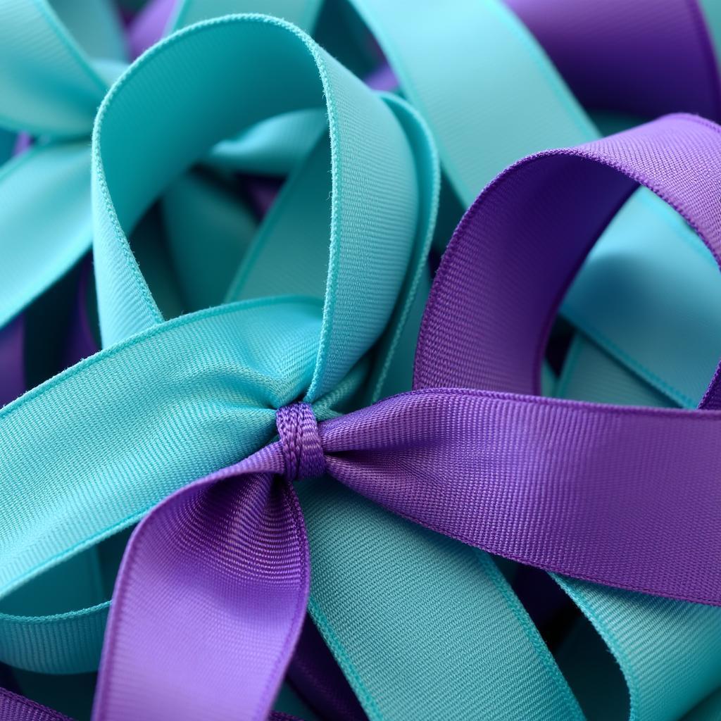 Teal and purple ribbons symbolizing suicide awareness.