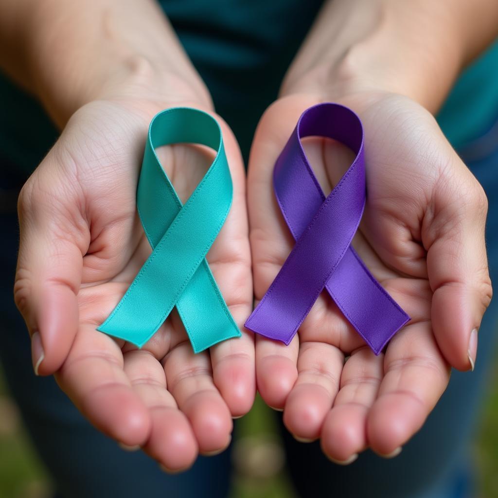 Teal and Purple Suicide Prevention Ribbons