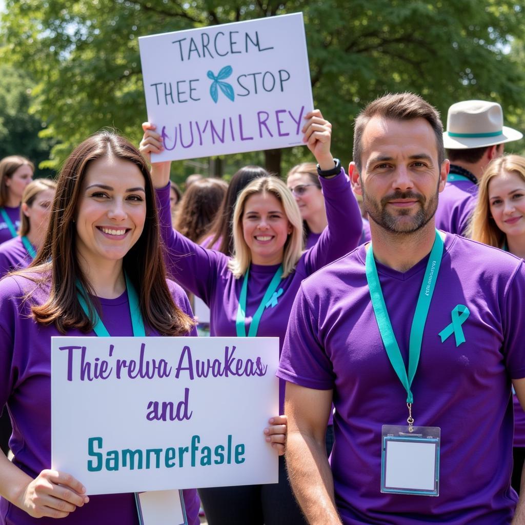 People participating in a testicular cancer awareness month event