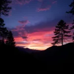 Silhouetted Landscape Against a Twilight Sky