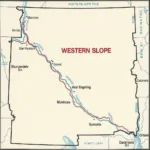 Map of Western Slope Colorado showing major cities and geographical features