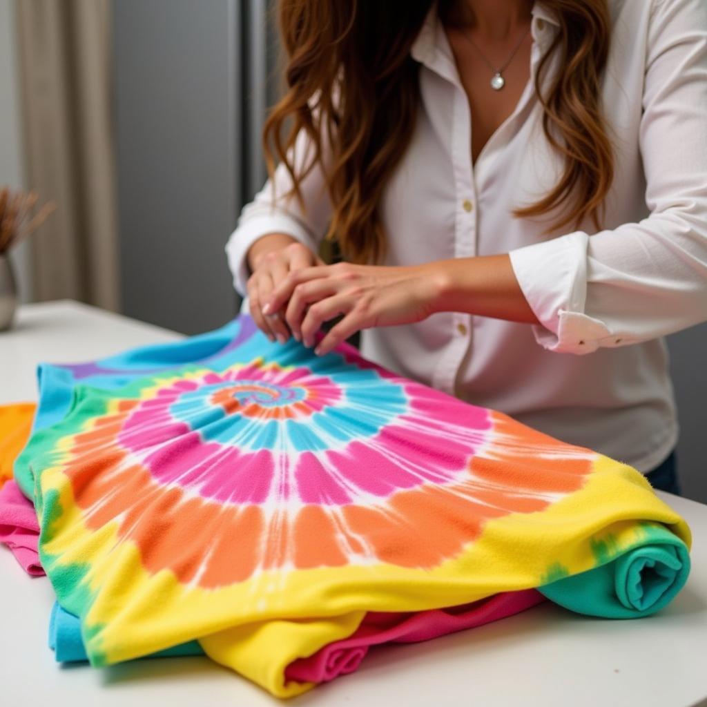 Folding and storing a tie dye shirt