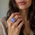 Woman Wearing Mood Ring