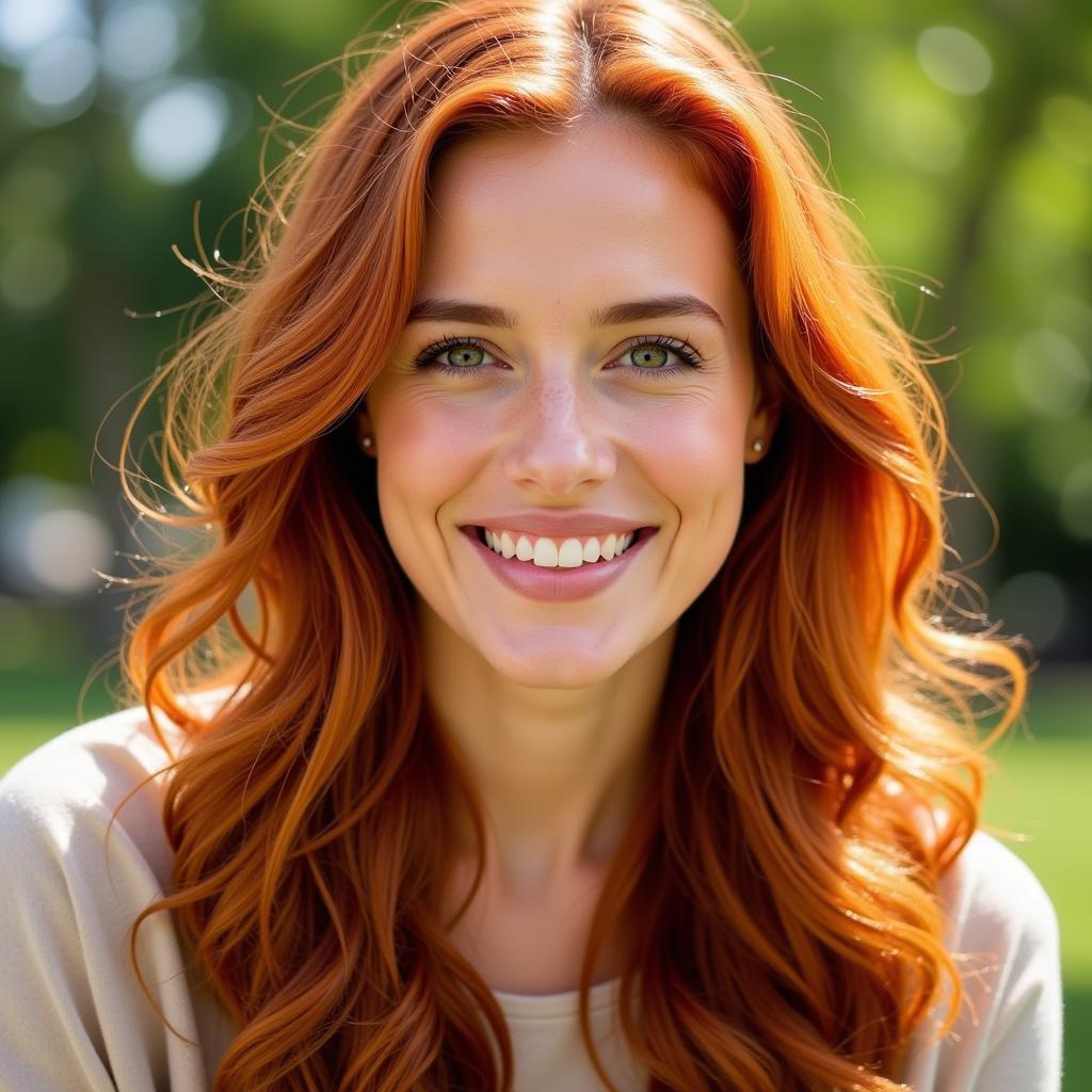 Woman with Vibrant Hair Smiling