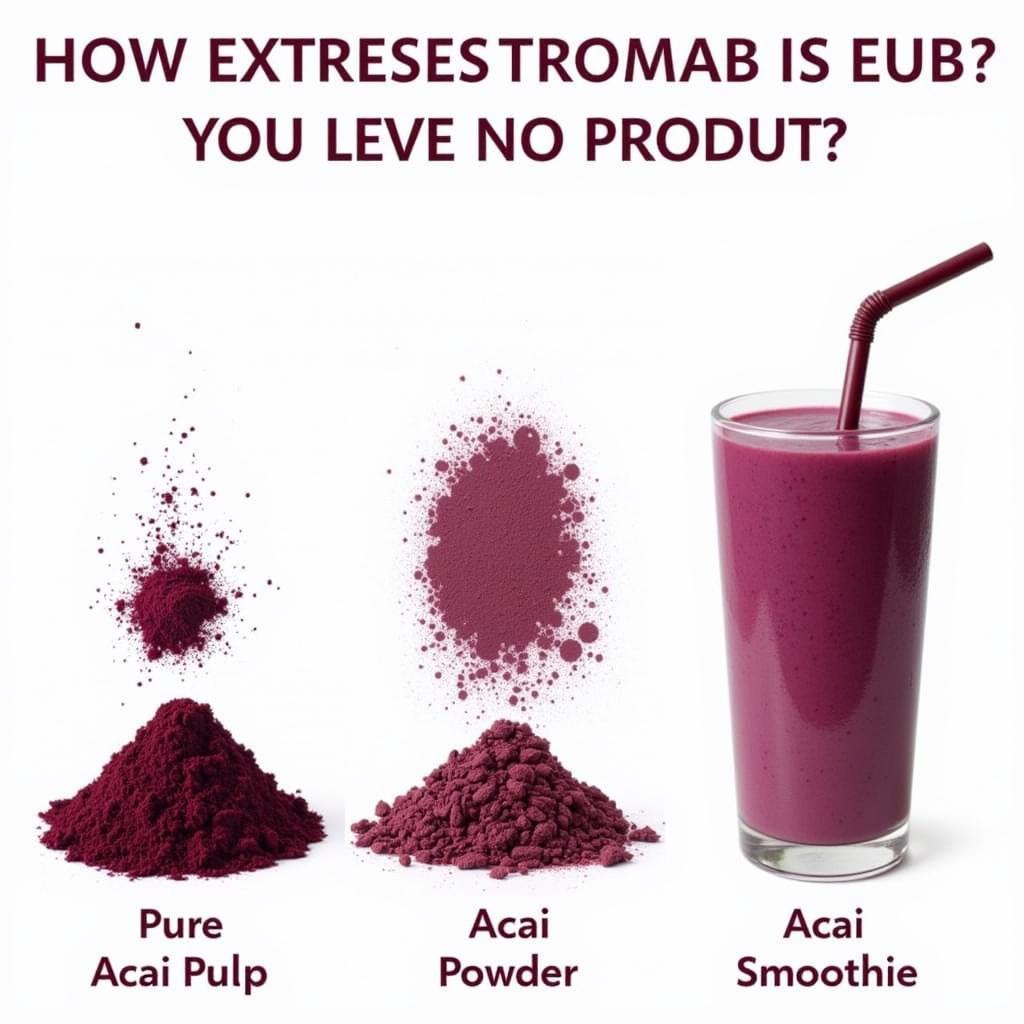 Acai Products Color Comparison: Pulp, Powder, and Smoothie