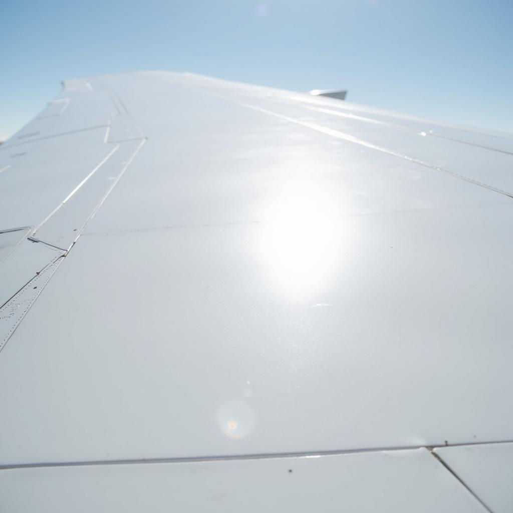 White Airplane Fuselage Reflecting Sunlight