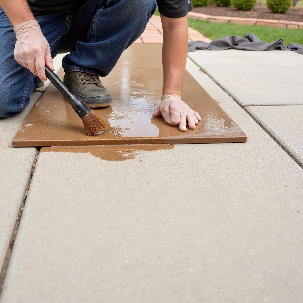 Applying Concrete Stain to a Patio