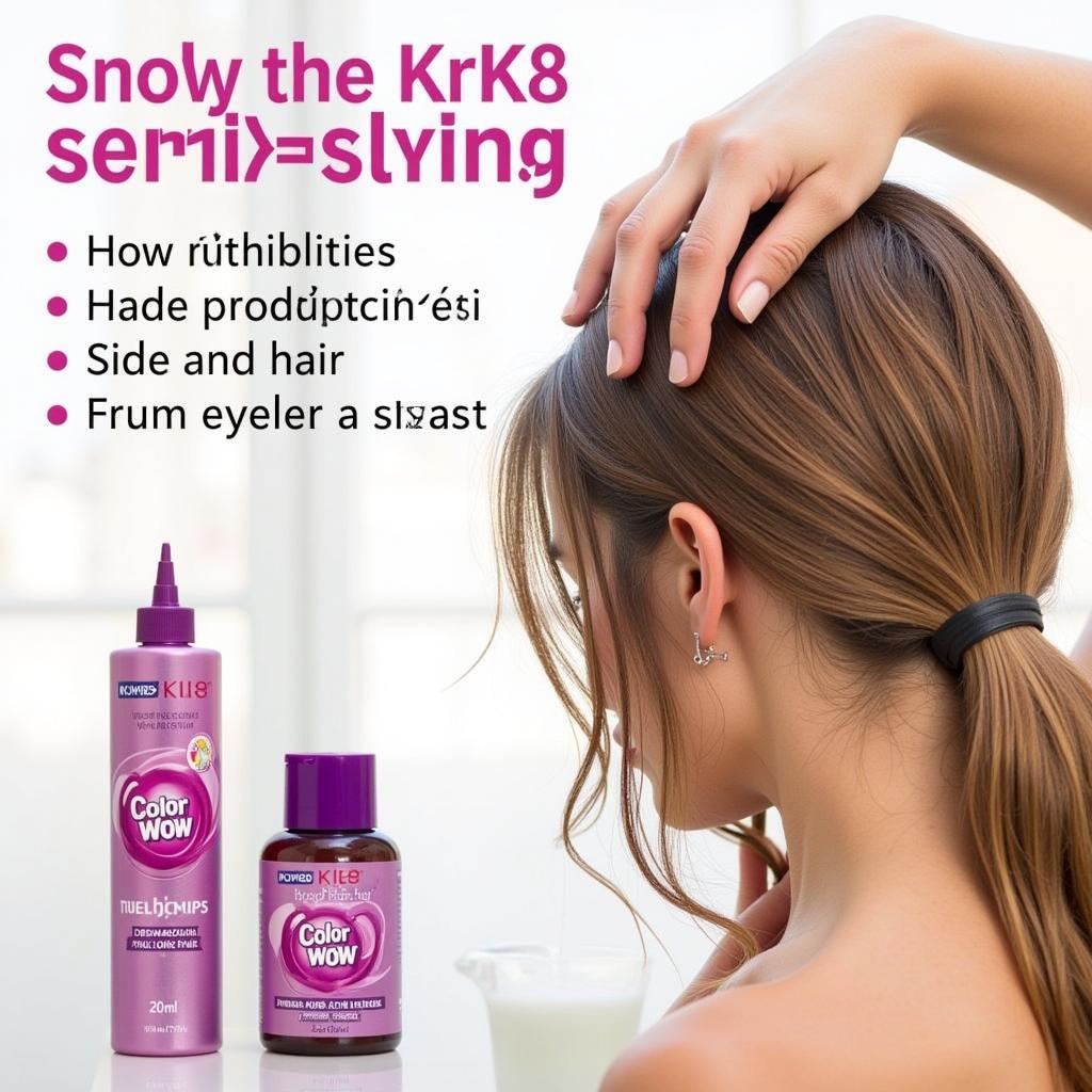 Applying K18 Before Color Wow Styling Products