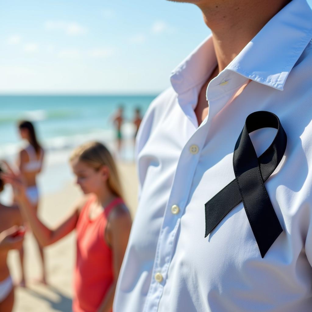 Black ribbon symbolizes melanoma awareness, urging skin protection and early detection