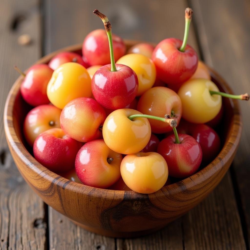 Bowl of Freshly Picked Rainier Cherries