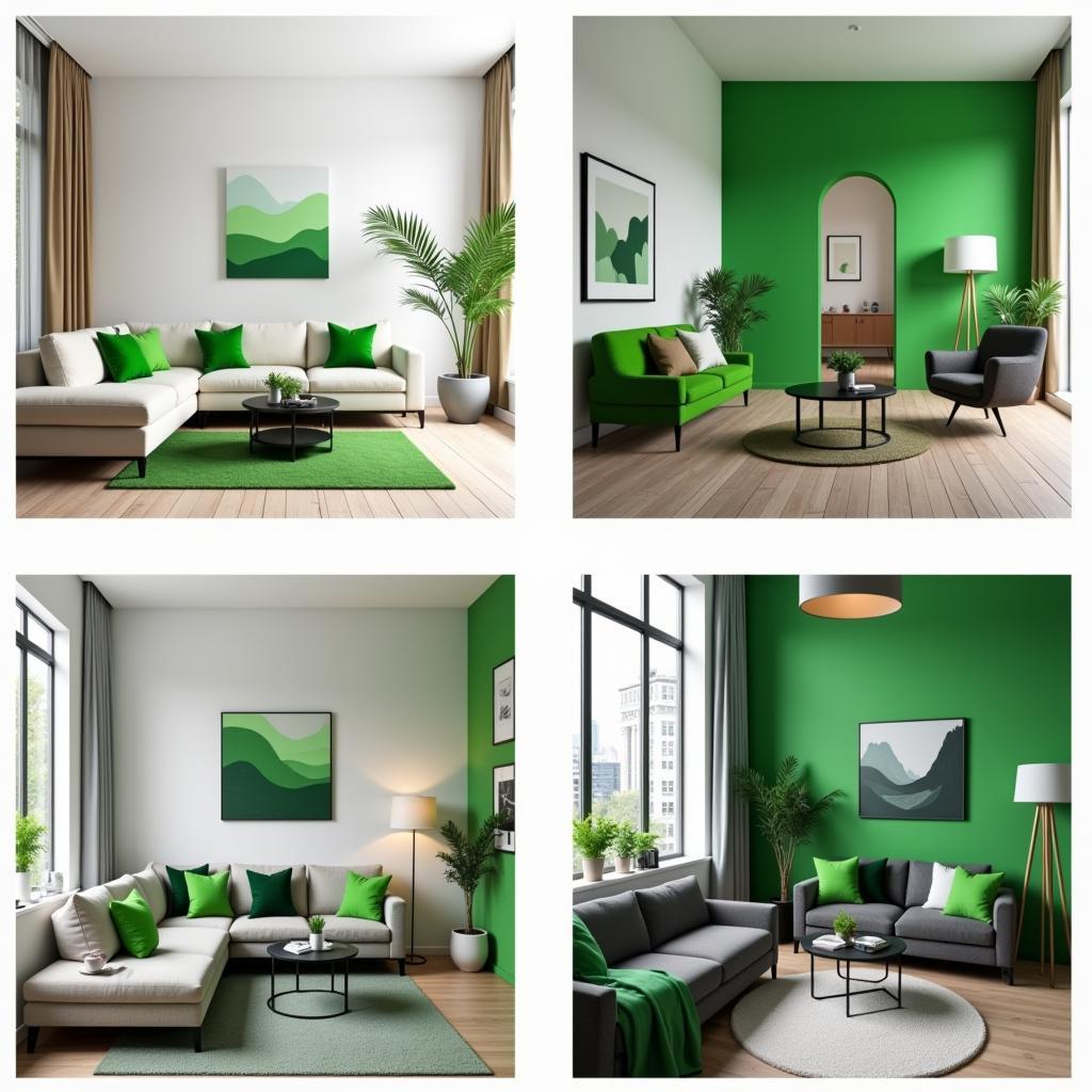 Bright Green paired with Neutral Colors: White, Beige, Gray, and Black