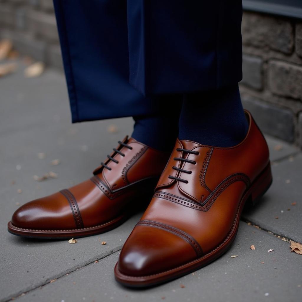 Brown Shoes with a Blue Suit: A Classic Style Choice