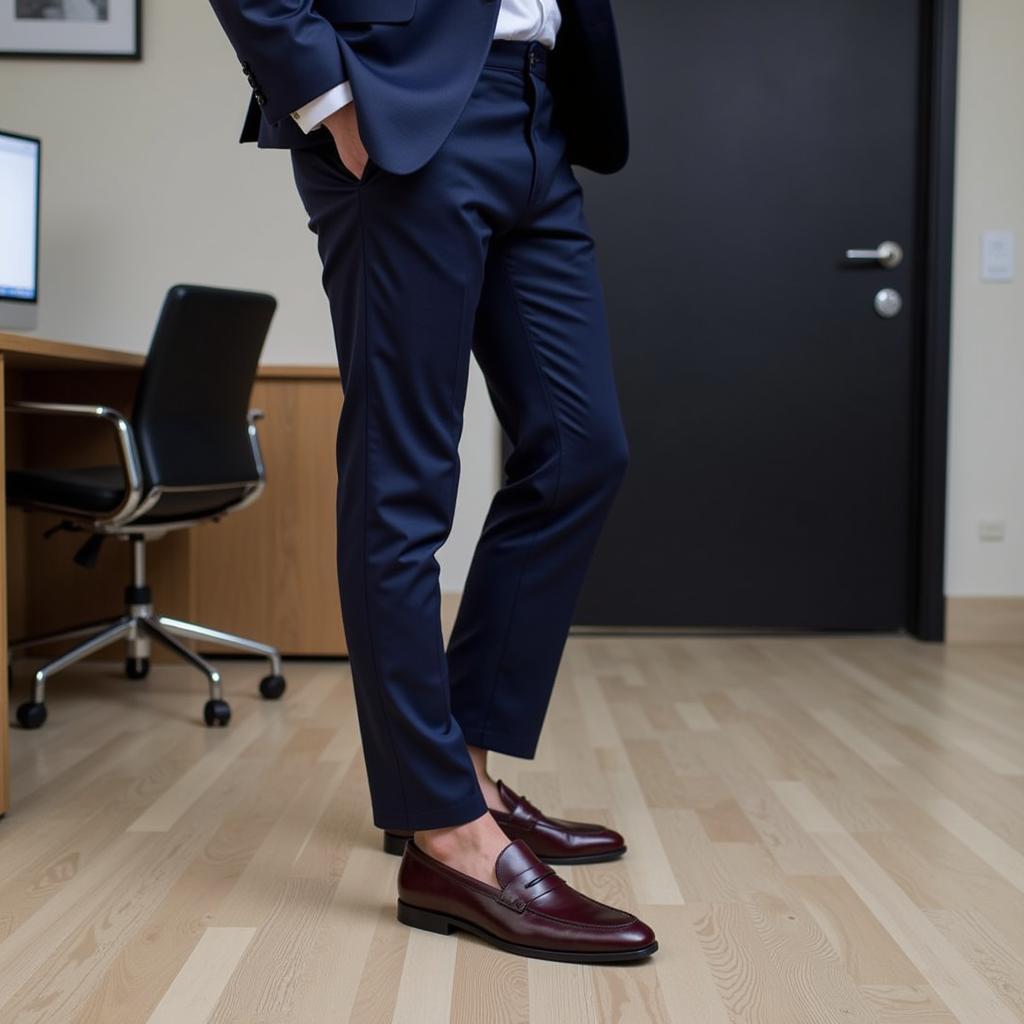 Burgundy Shoes with a Blue Suit: A Stylish Contrast