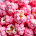 Bright pink popcorn made with candy melts.