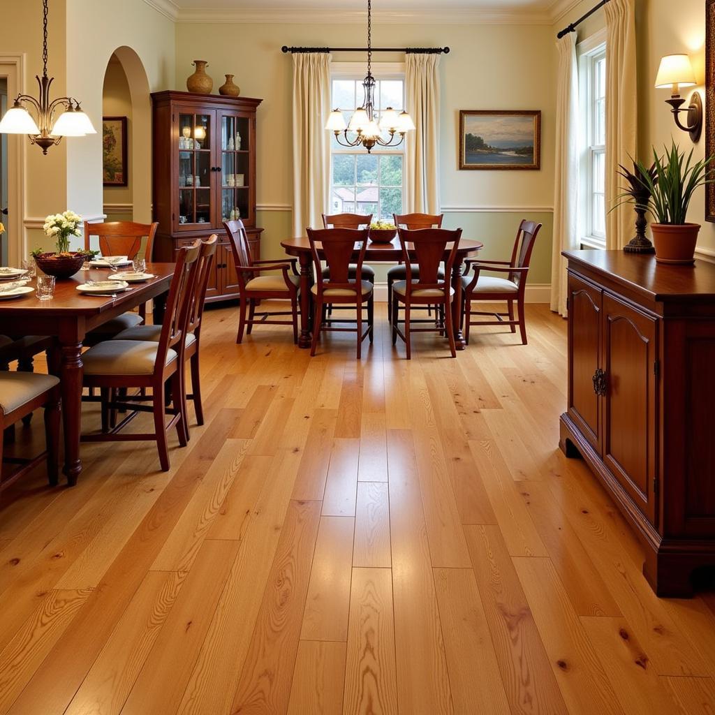 Classic Mid-Tone Wood Floors in a Dining Room