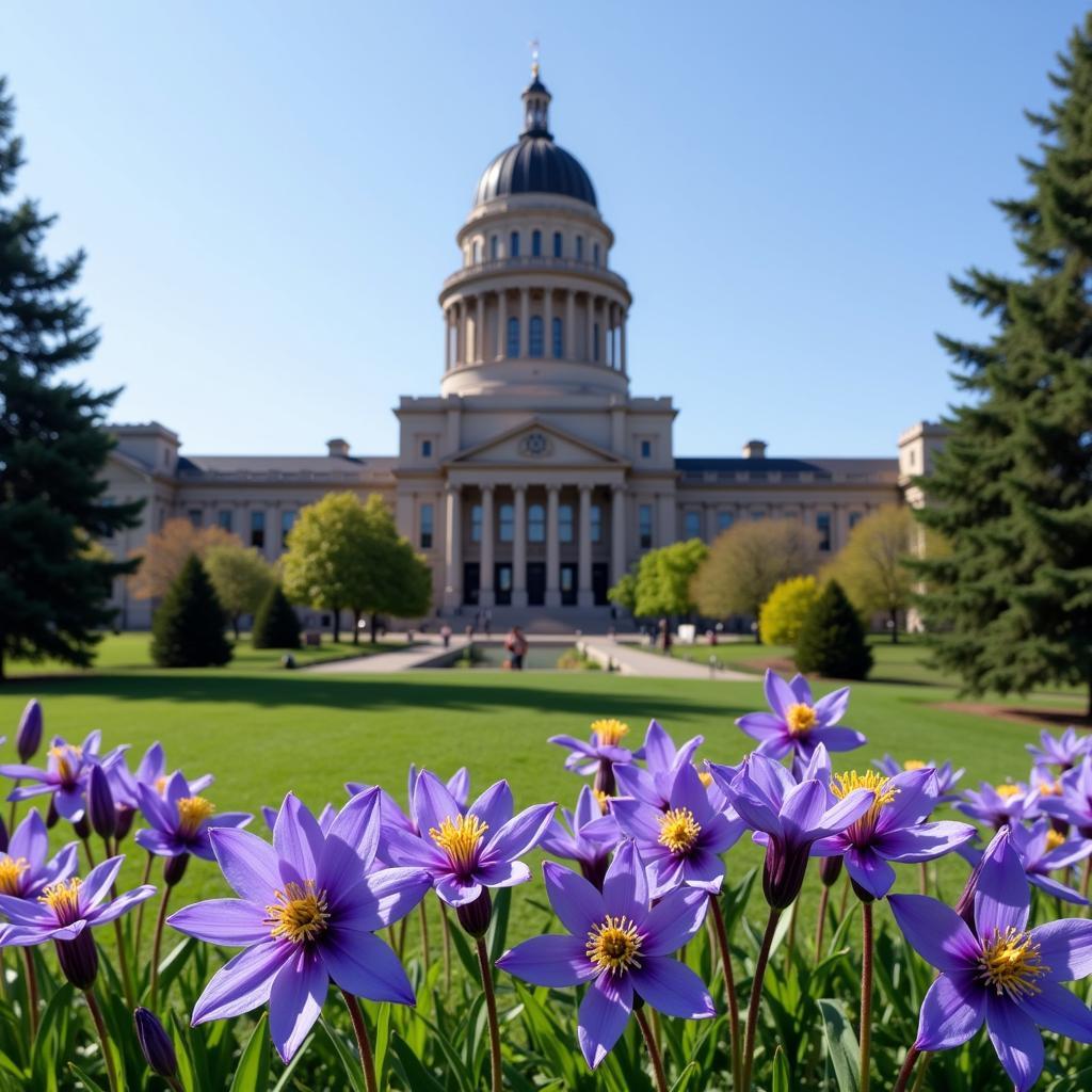 Colorado State Capitol Building with Columbines