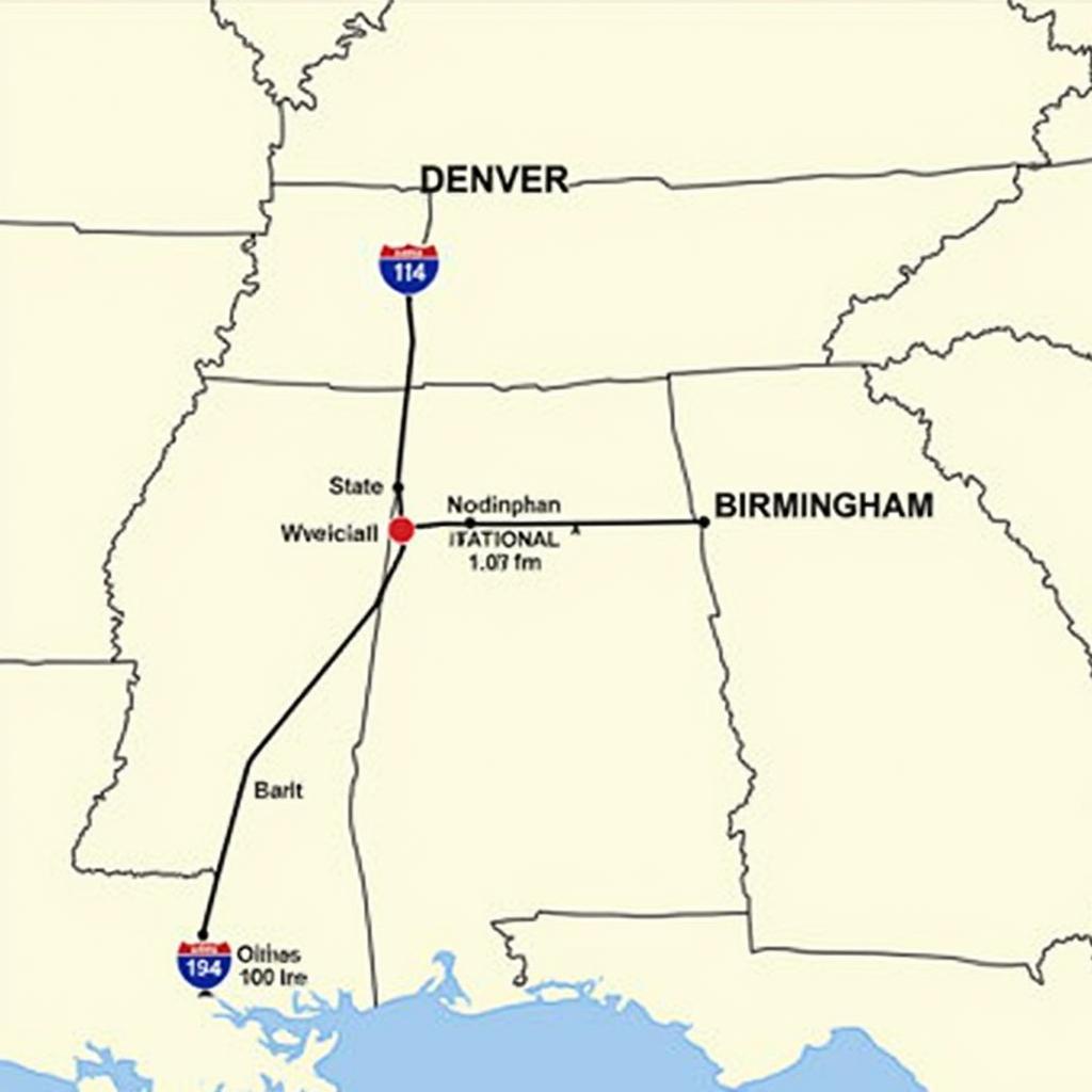 Colorado to Alabama Road Trip Map