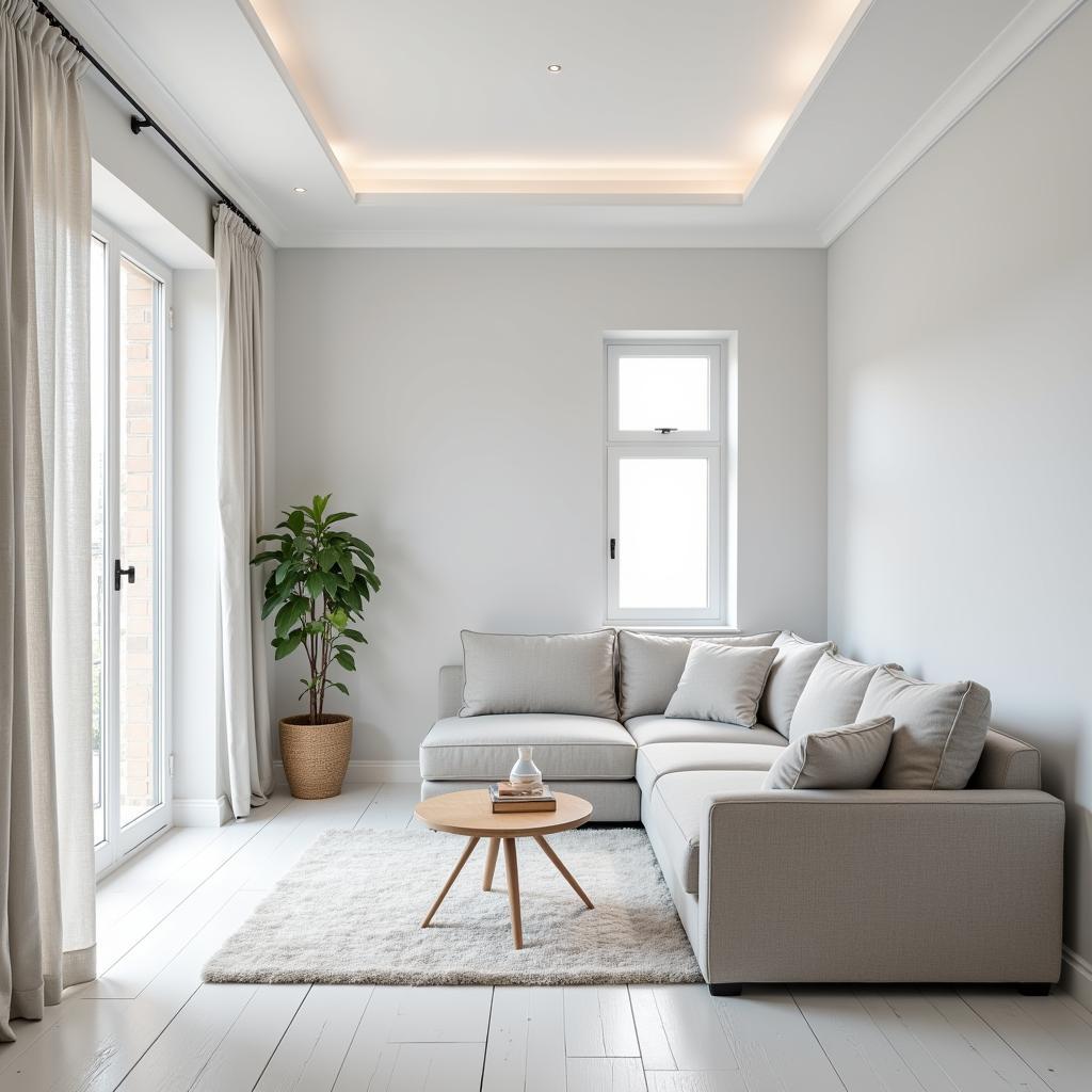 Contrasting Ceiling and Wall Colors in a Living Room