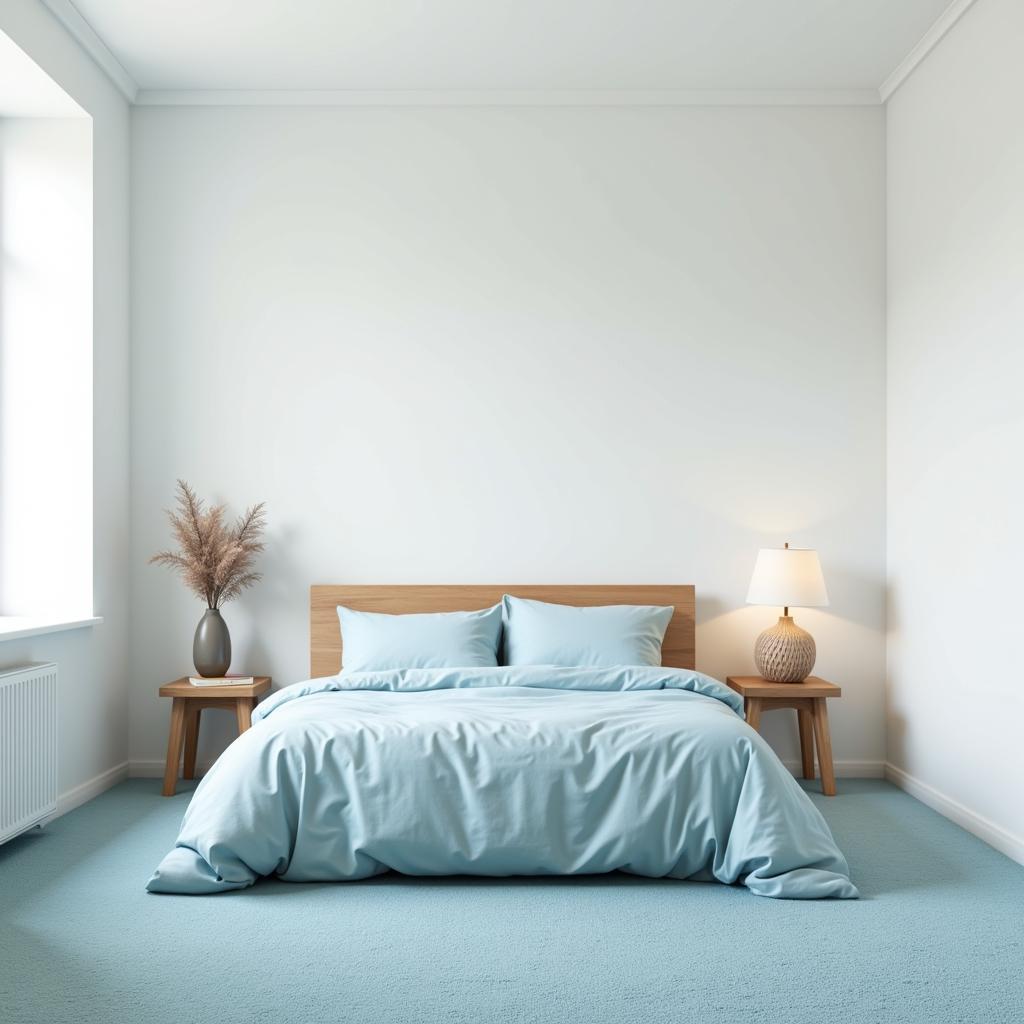 Cool Blue Carpet in a Serene Bedroom