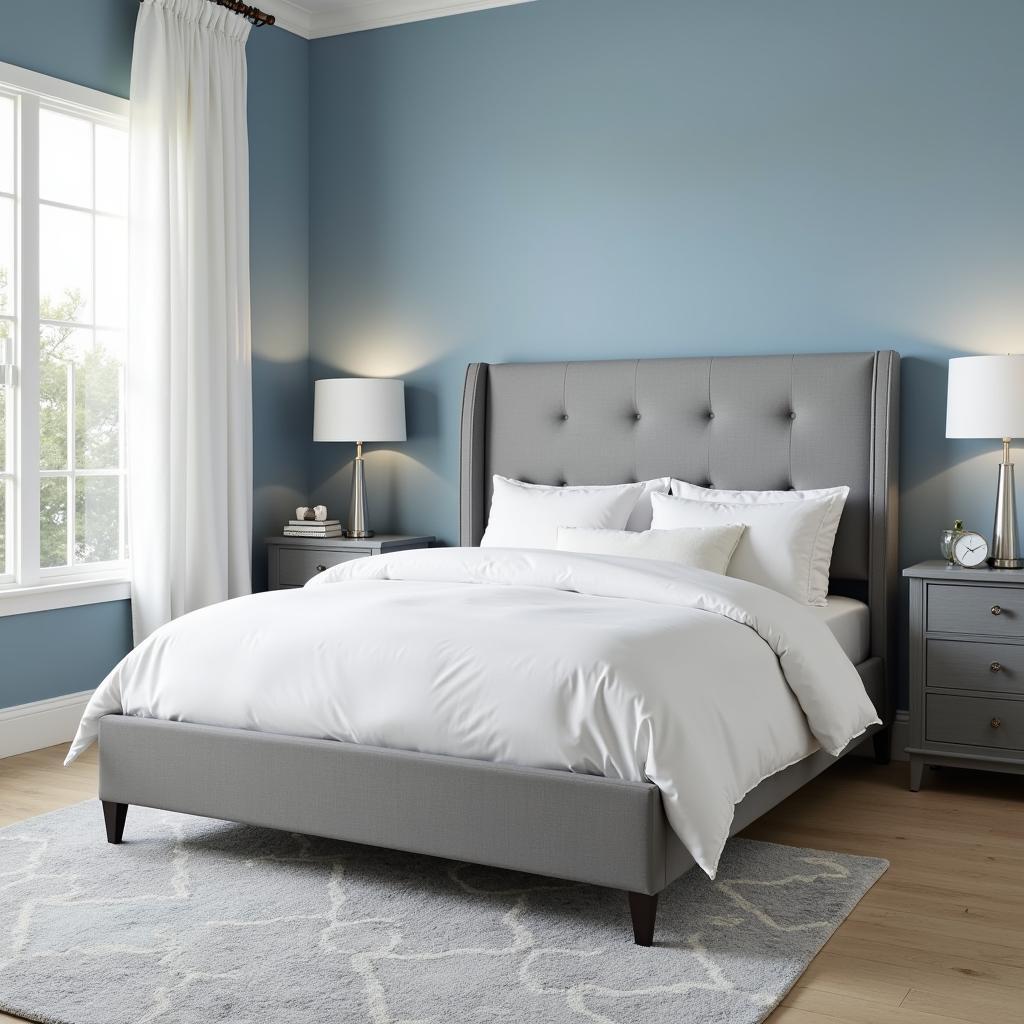 Cool Grey Furniture with Soft Blue Walls