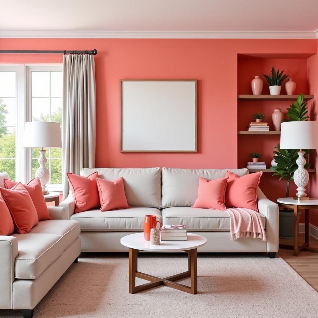 Coral Accent Wall and Home Accessories