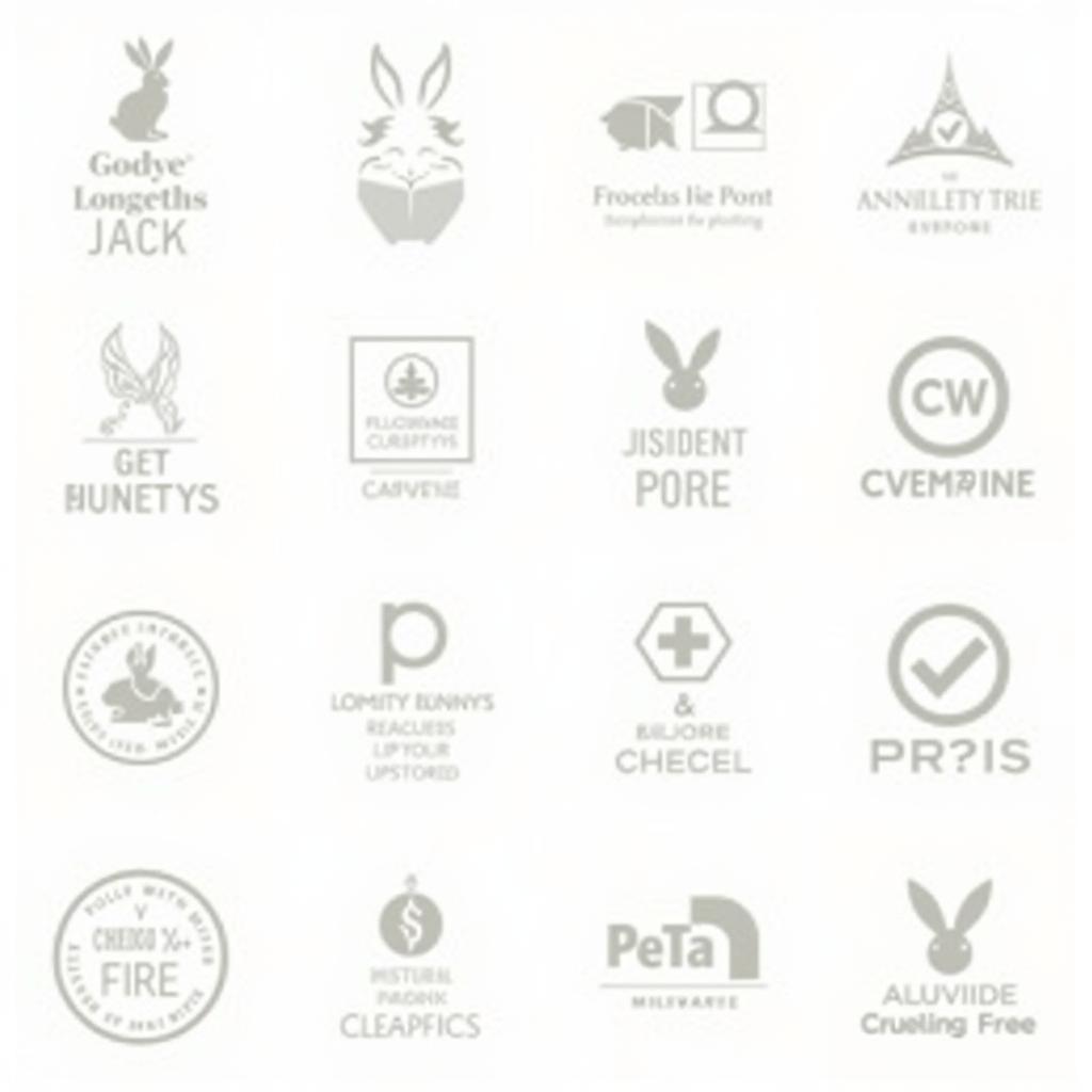 Various cruelty-free logos and certifications from different organizations