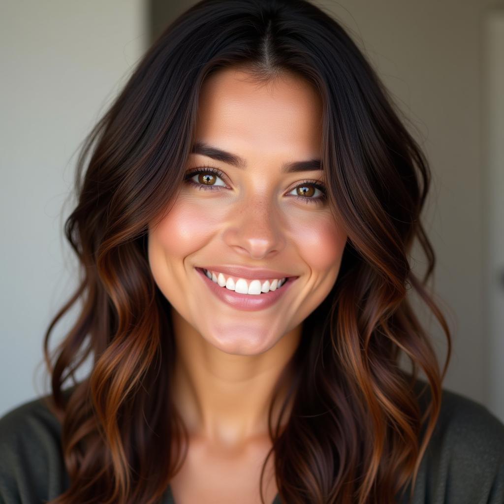 Dark Brown Hair with Caramel Highlights