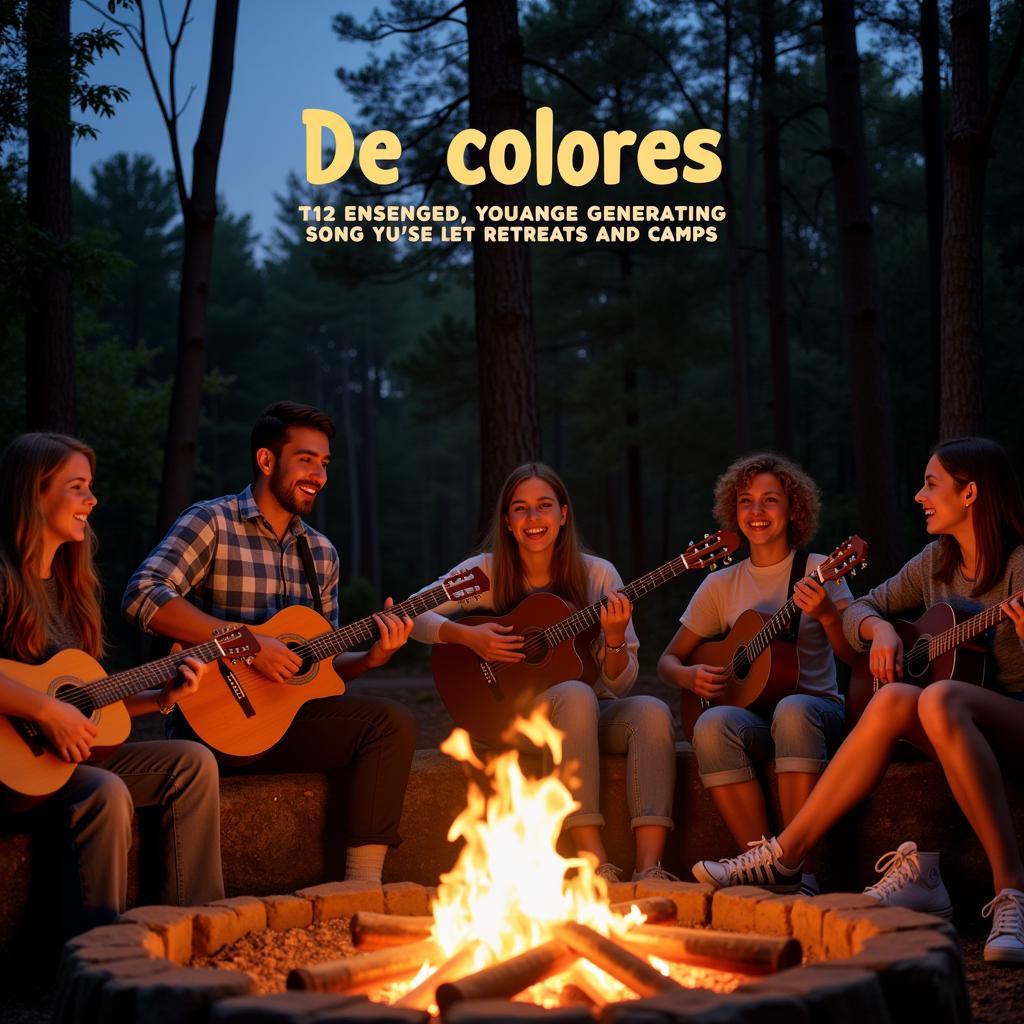 Catholic Youth Group Singing De Colores around Campfire