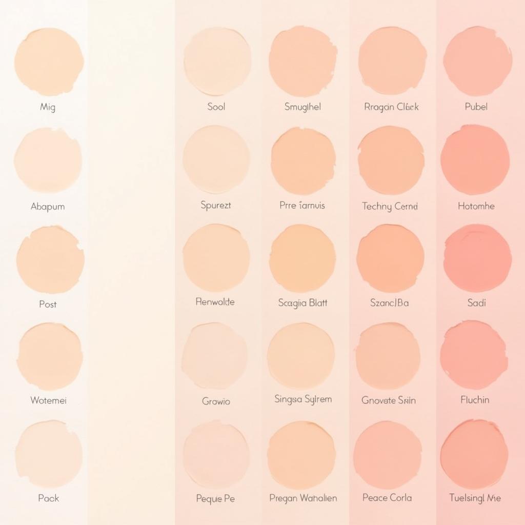 Different Shades of Peach Color Chart