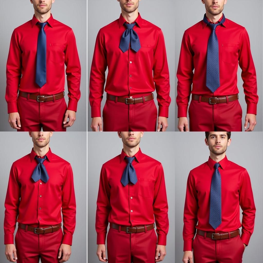 Different Tie Knots for Red Shirts