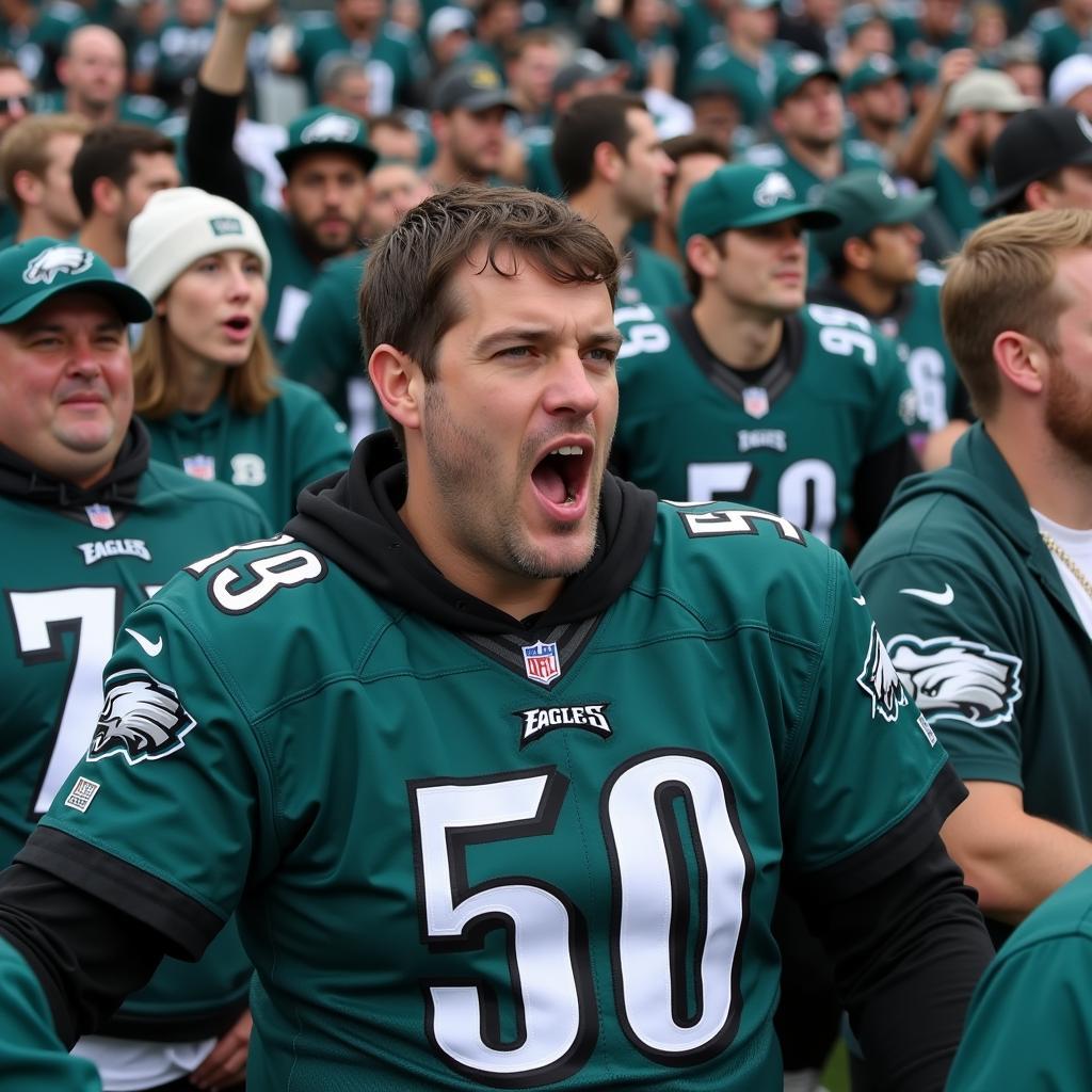 Eagles Fans Showcasing Team Spirit in Midnight Green, Silver and White